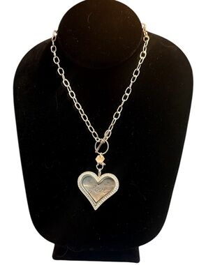 Origami Owl Silver Heart 'Love' Locket Pendant Necklace 22”